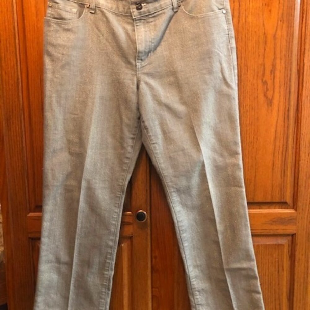 Chico's Platinum Denim glitter Jeans size 2